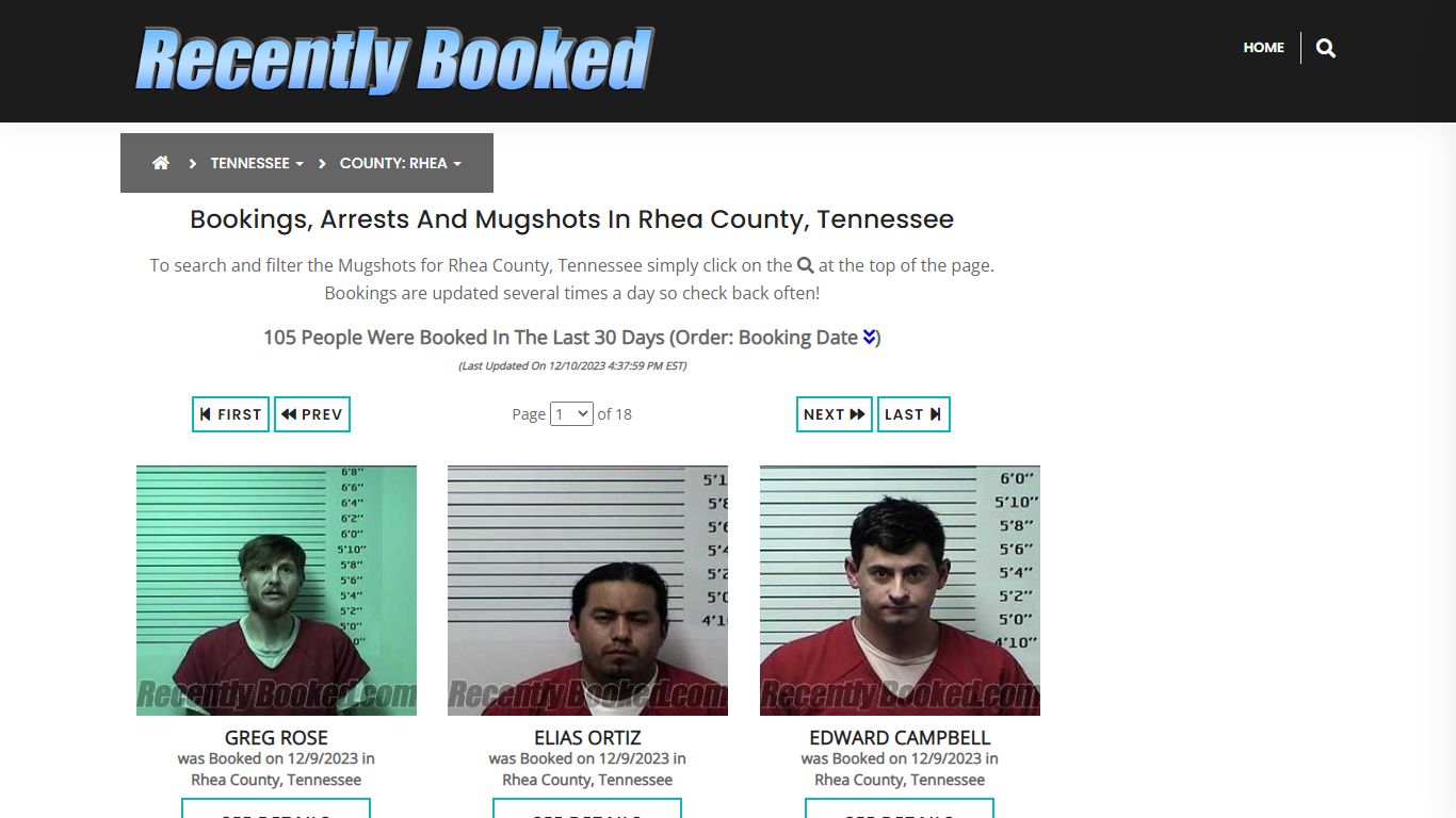 Recent bookings, Arrests, Mugshots in Rhea County, Tennessee